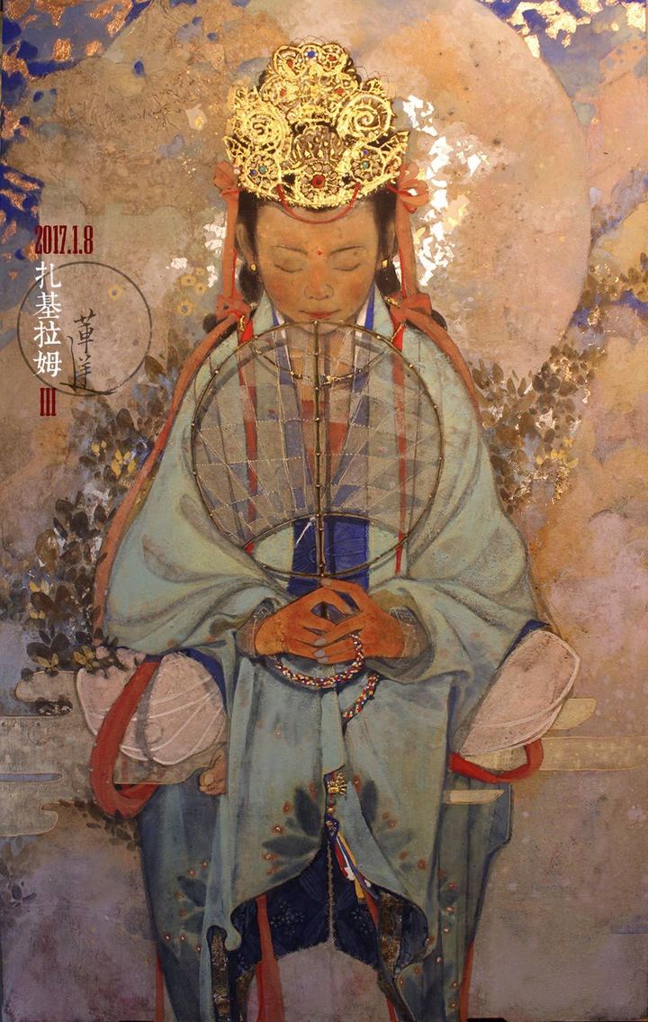 【岩彩】西藏的女财神——扎基拉姆