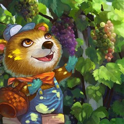 摘葡萄的小熊