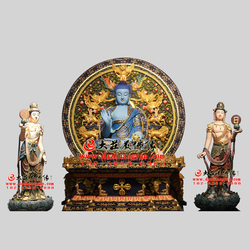 铜雕东方三圣彩绘佛像,药师佛,日光菩萨,月光菩萨,铜雕佛像,佛像厂家