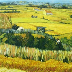 临摹梵高油画《麦田》
