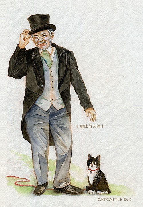 【猫的故事】插图-小猫咪与大绅士