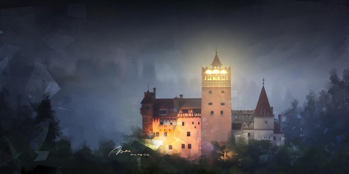 夜色中的城堡