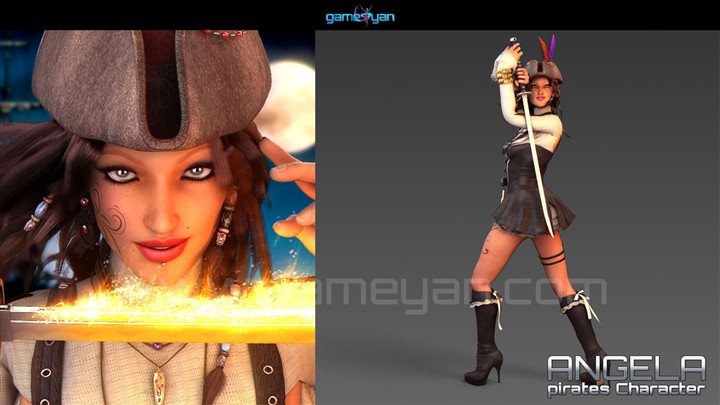3D Woman Pirates Character Rigging - GameYan