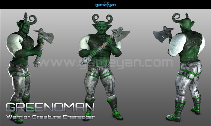 3D Greenman Warrior Character Modeling
