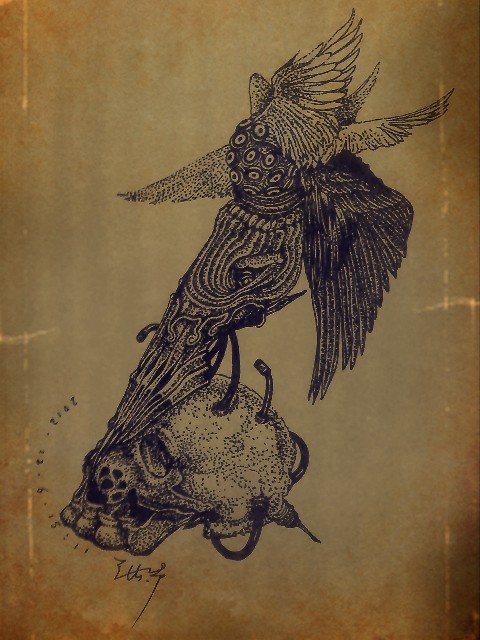 钢笔画---死灵之翼