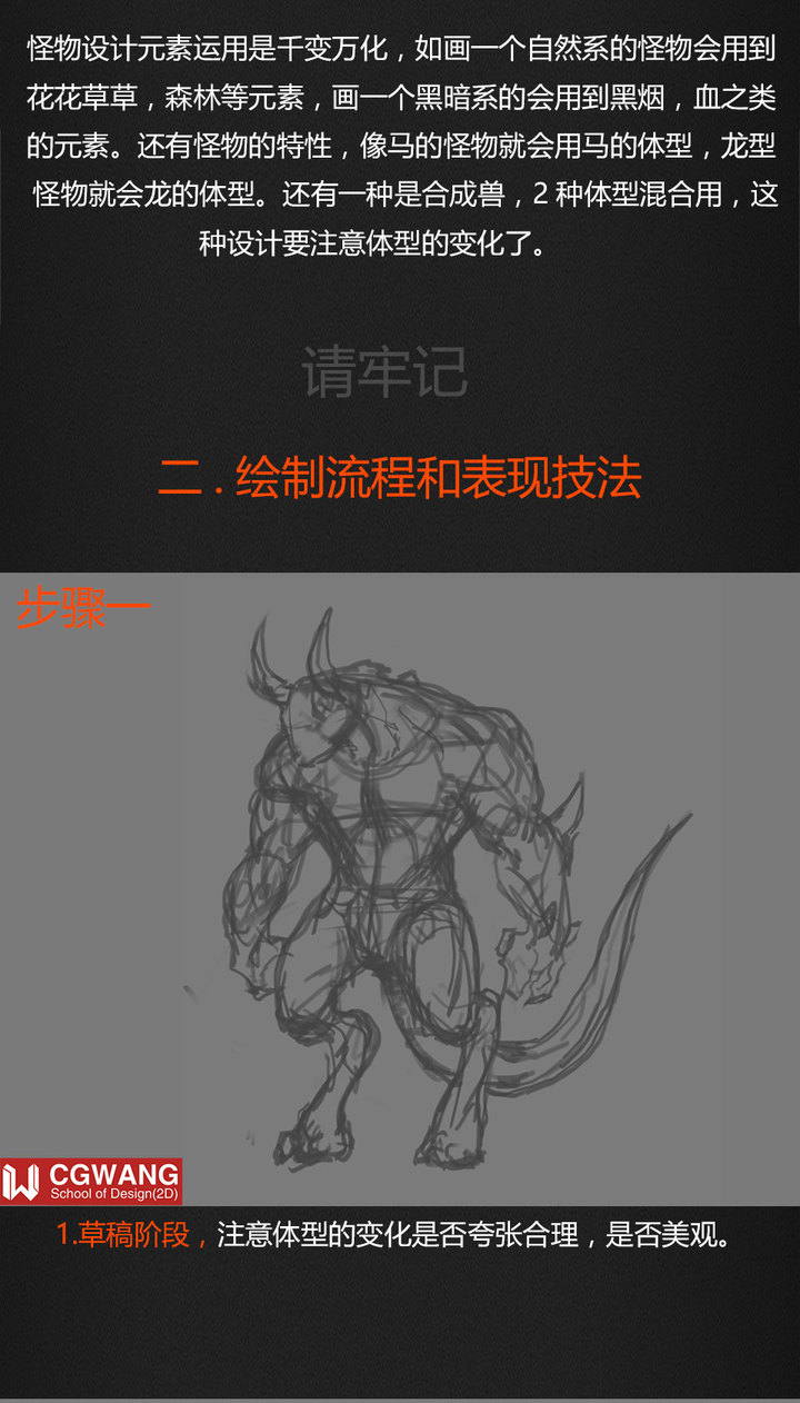 原画丨绘画丨插画丨怪物设计系列-双角野兽