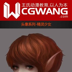 原画、插画、漫画、头像、精灵少女、CGWANG王氏教育集团、旺旺哒教程系列