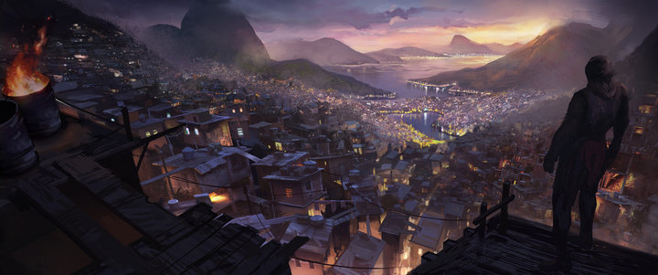 Favela night scene in Rio