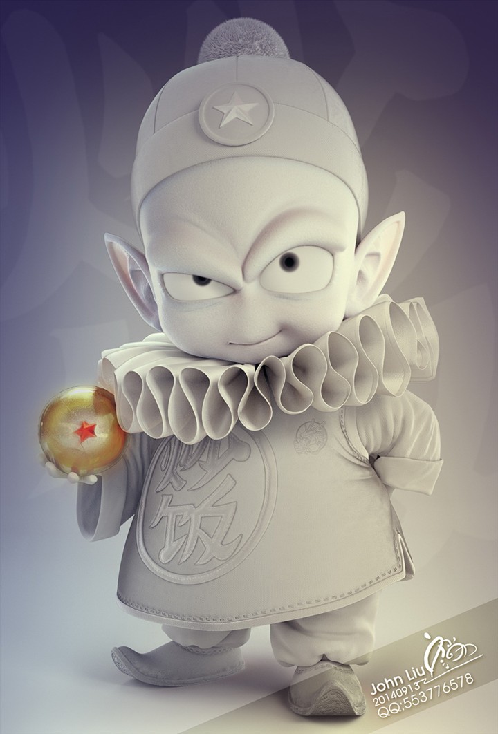 3D静帧作品：《七龙珠》中的土豪财主-皮拉夫大王！ 素模稿效果